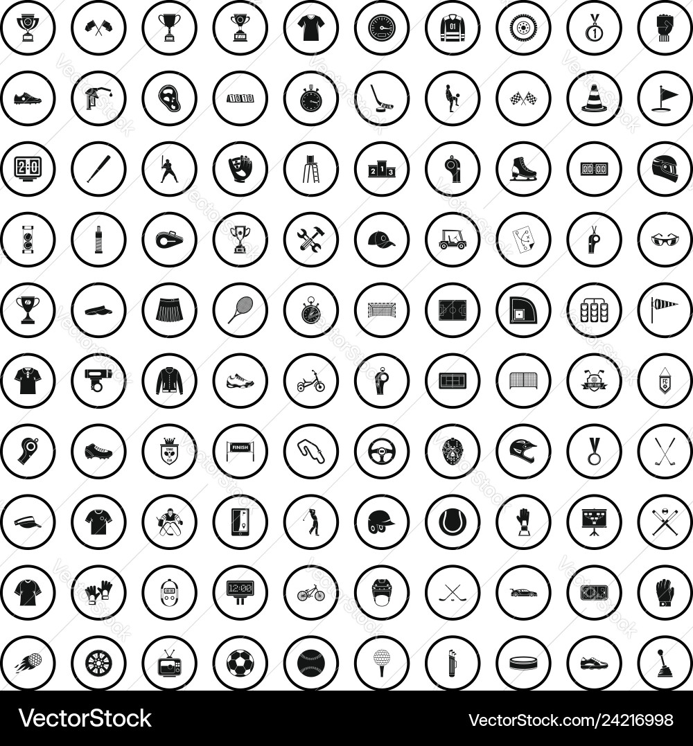 100 Sports Competition Icons Vector Image