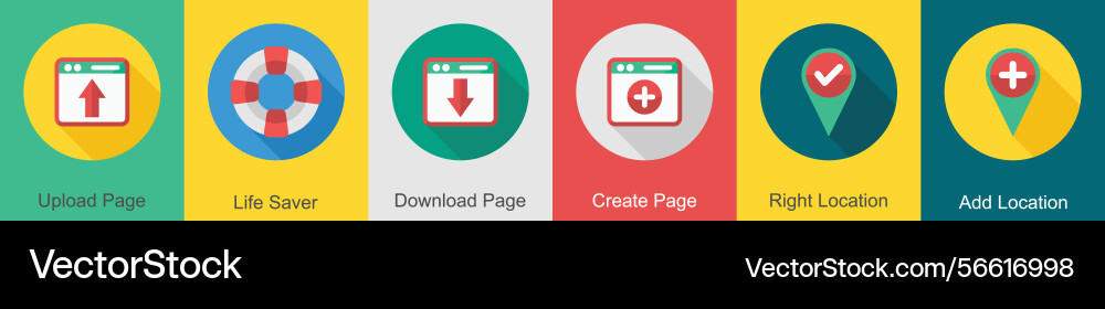 A set of 6 user interface icons as upload page vector image