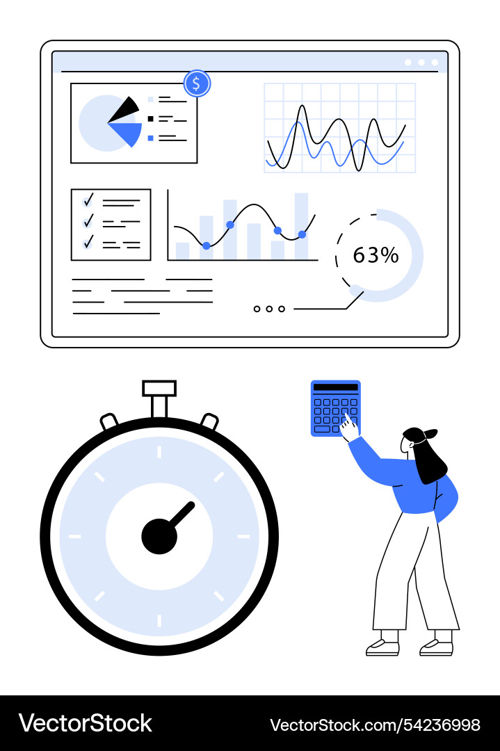 Business analytics dashboard with graphs stop Business analytics dashboard with graphs stop vector image