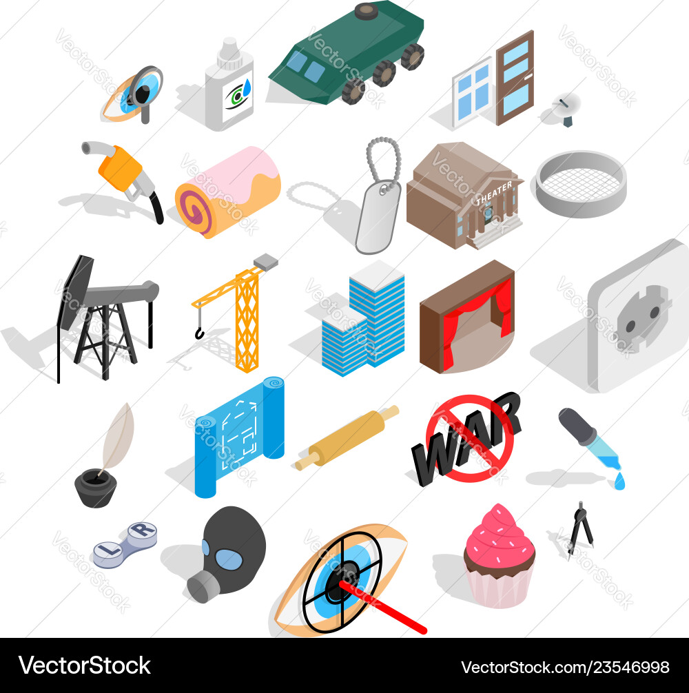 Creature icons set isometric style Creature icons set isometric style vector image
