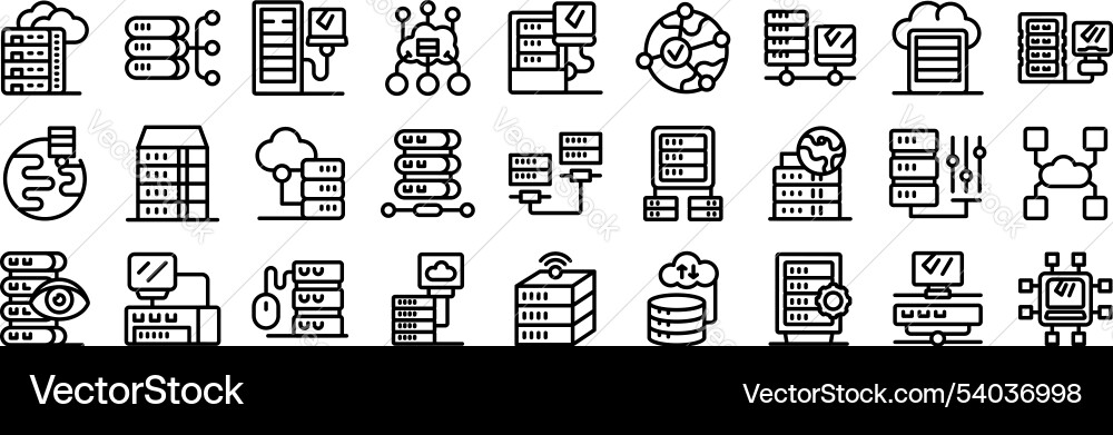 Dedicated server icons set data center management Dedicated server icons set data center management vector image