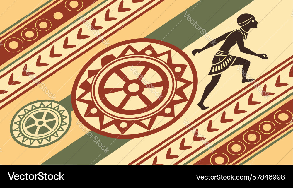 Dynamic runner with geometric tribal patterns Vector Image