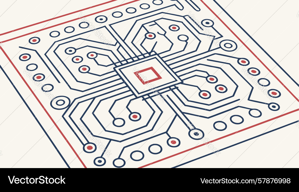 Intricate circuit board network with chips design Vector Image