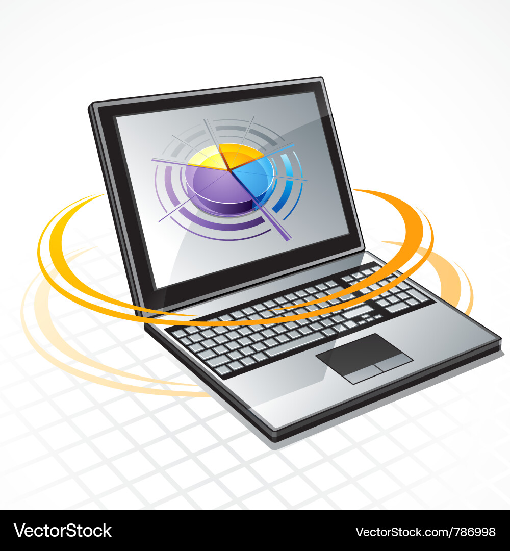 Laptop Computer with Rings Vector Image