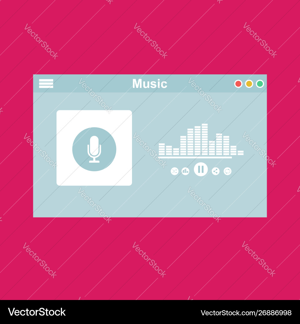 Media player application app template with flat Media player application app template with flat Vector Image