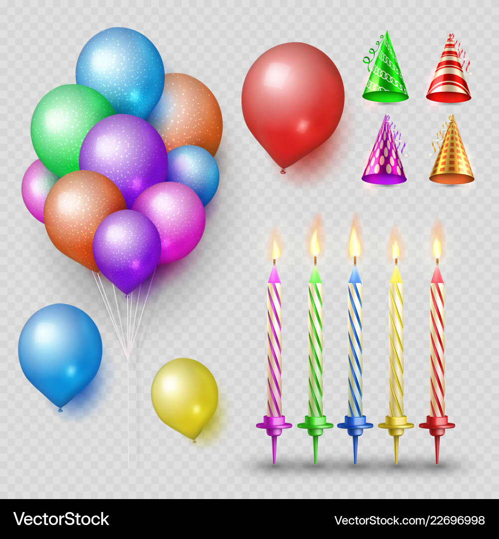 Party accessorises set realistic candles Party accessorises set realistic candles vector image