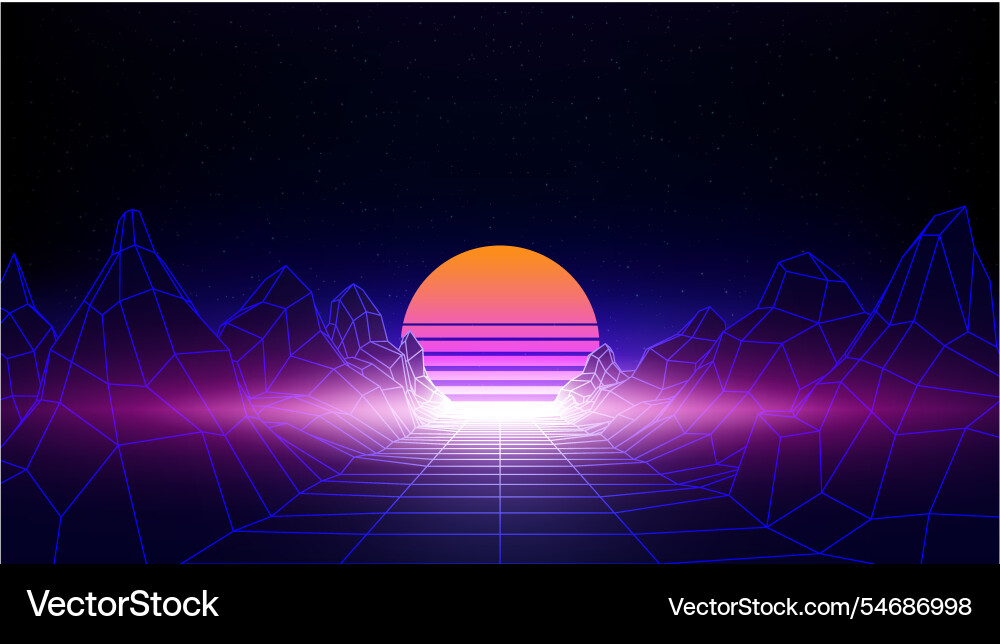 Retro futuristic abstract background synthwave Retro futuristic abstract background synthwave vector image