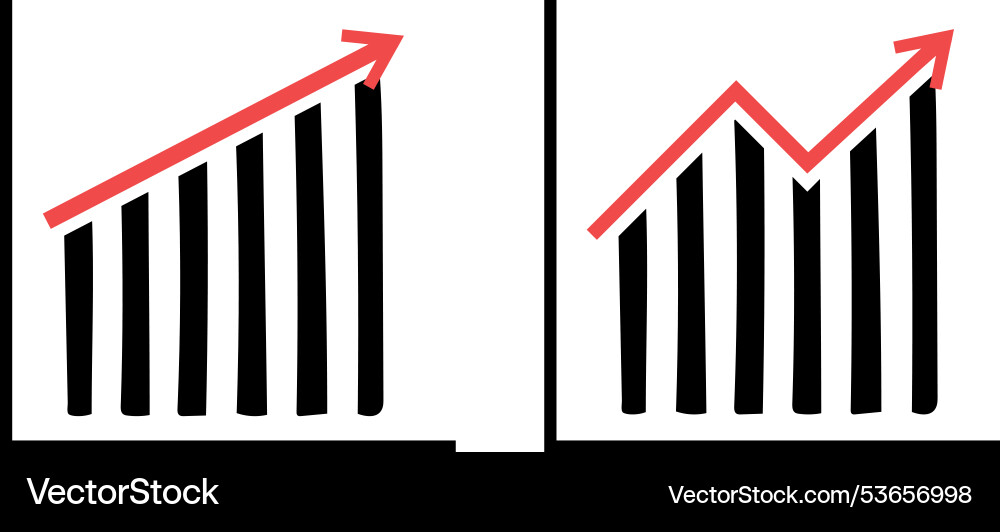 Set graphs bar charts graph going up down Set graphs bar charts graph going up down vector image