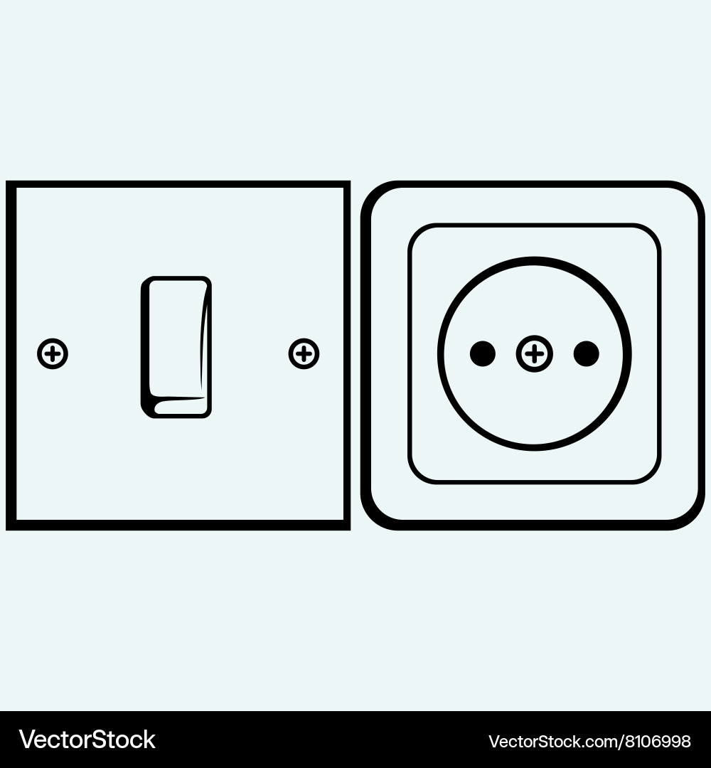 Single light switch and socket vector image