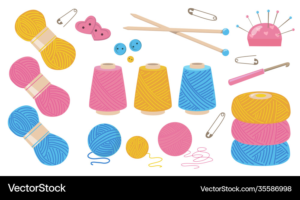 Threads for sewing flat set Royalty Free Vector Image