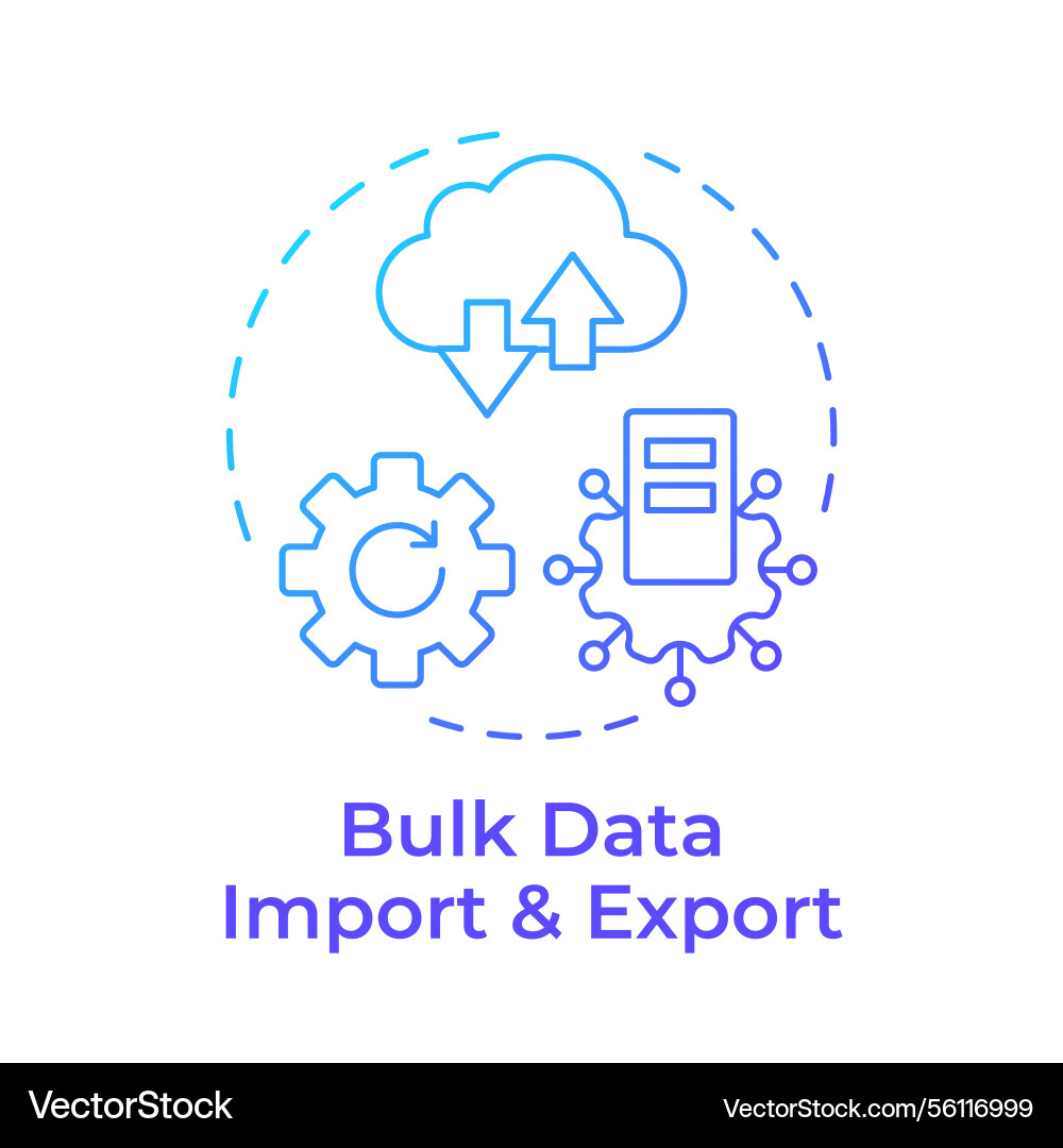 Bulk data import and export blue gradient concept Vector Image
