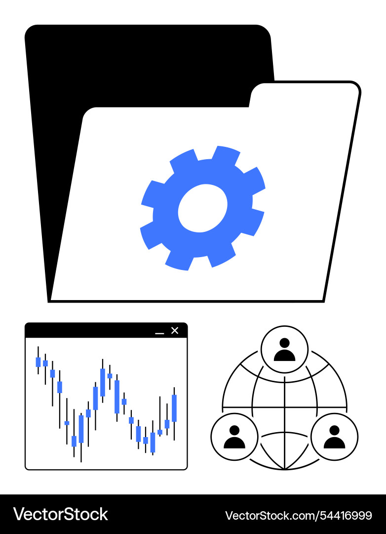 Data management concept with folder graph Vector Image