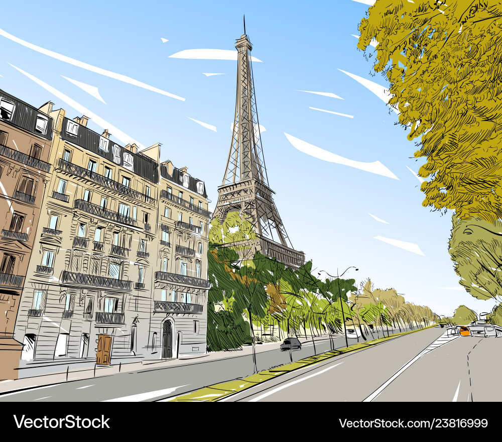 Eiffel Tower Sketch Vector Image