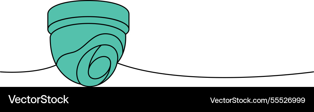 Fixed cctv camera one line colored continuous Fixed cctv camera one line colored continuous vector image