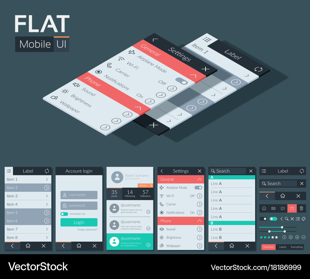Flat user interface mobile design concept vector image