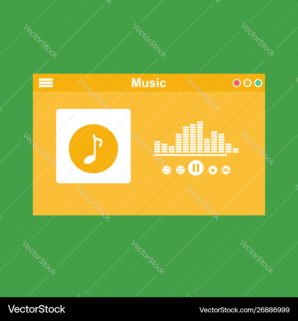 Media player application app template with flat Media player application app template with flat vector image
