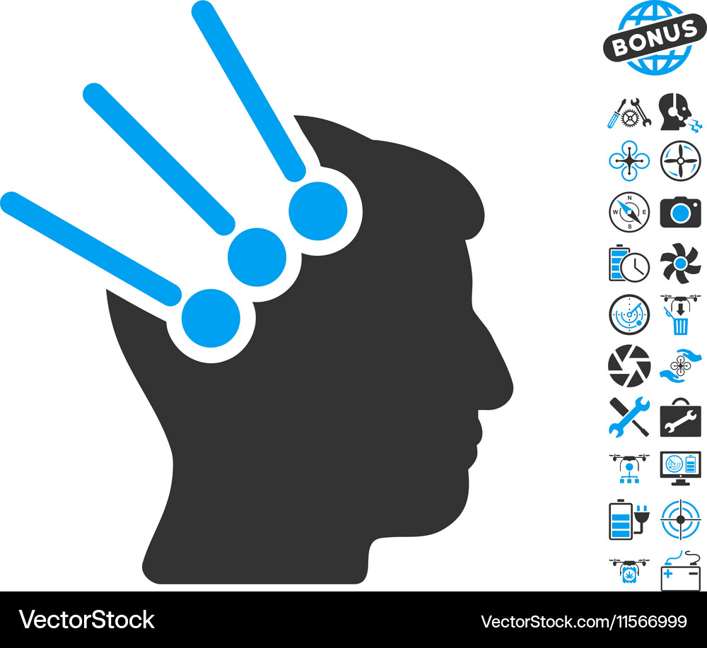 Neural interface connectors icon with copter tools Vector Image