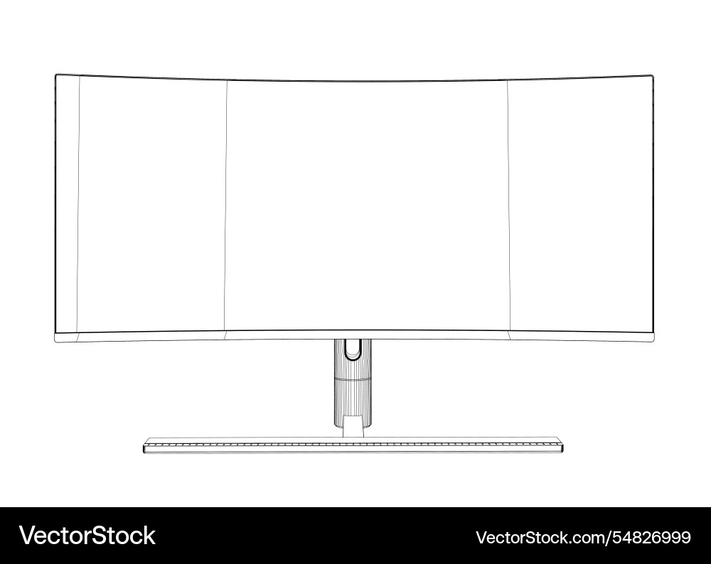 Outline of modern thin frame display computer Vector Image