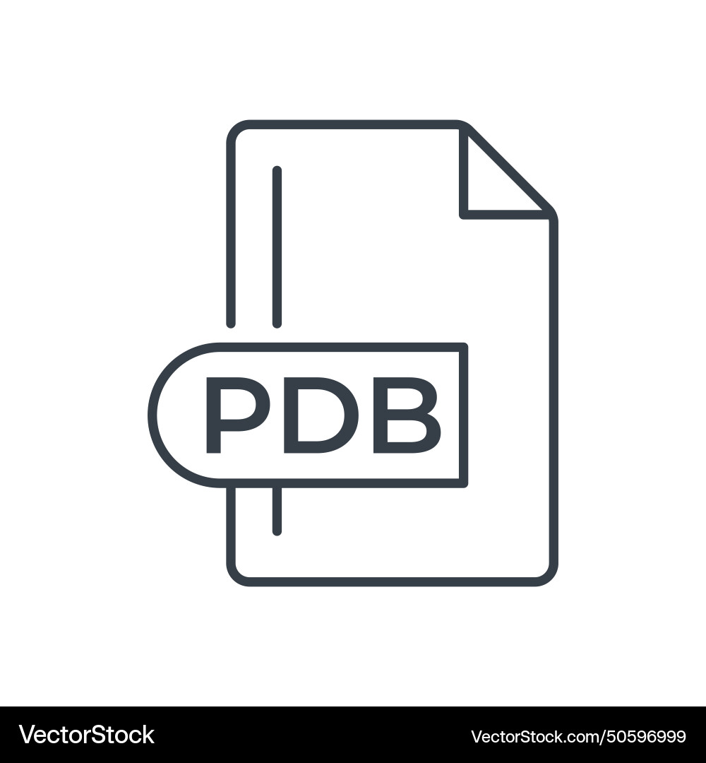 Pdb file format icon extension line Royalty Free Vector