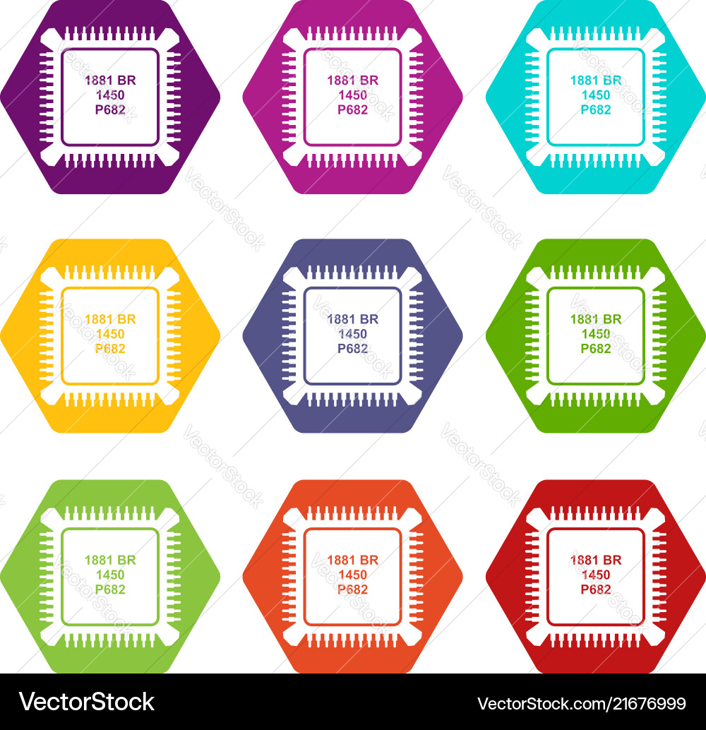 Processor microchip icons set 9 Processor microchip icons set 9 vector image