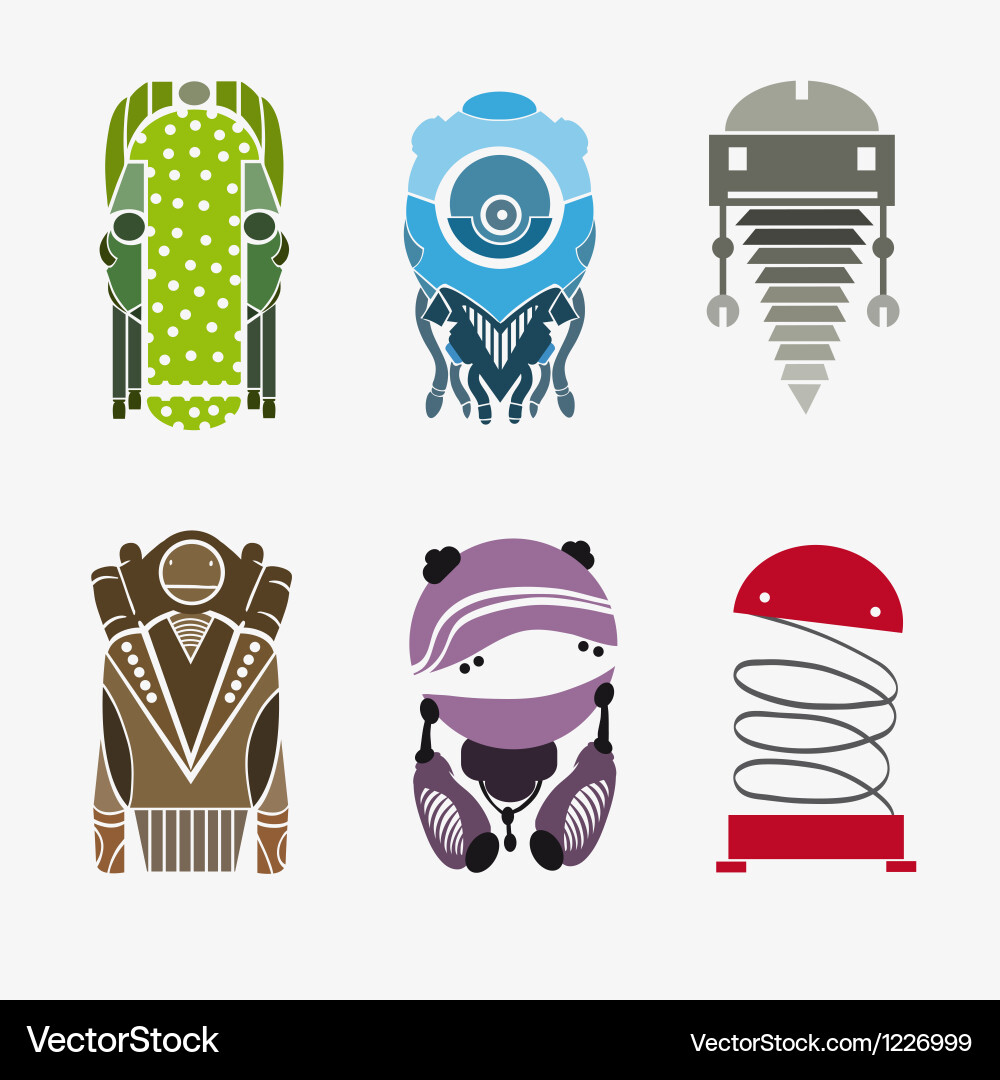 Set robots isolated on a white background vector image