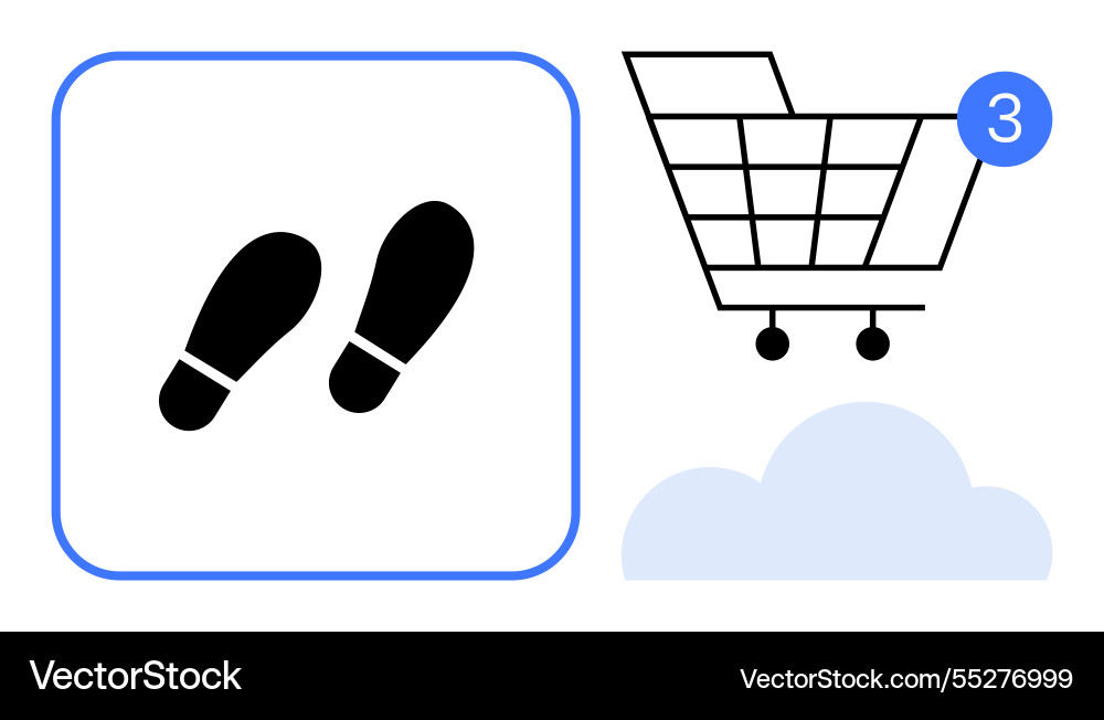 Shopping cart notification with three items Shopping cart notification with three items vector image