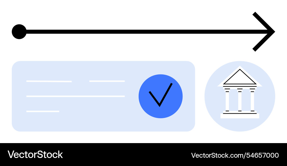 Arrow pointing towards checkmark and building icon Arrow pointing towards checkmark and building icon vector image