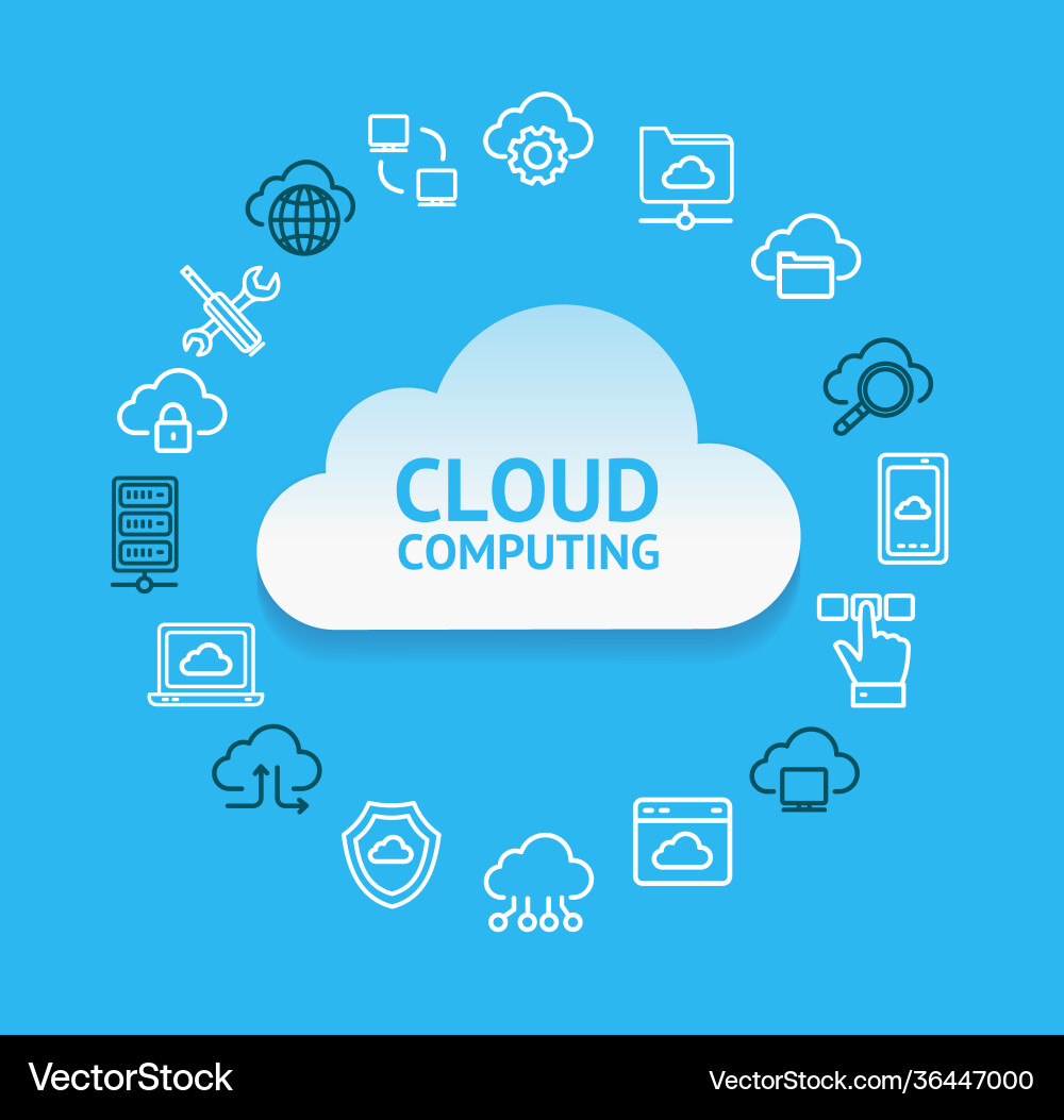 Cloud computing round design template contour Cloud computing round design template contour vector image