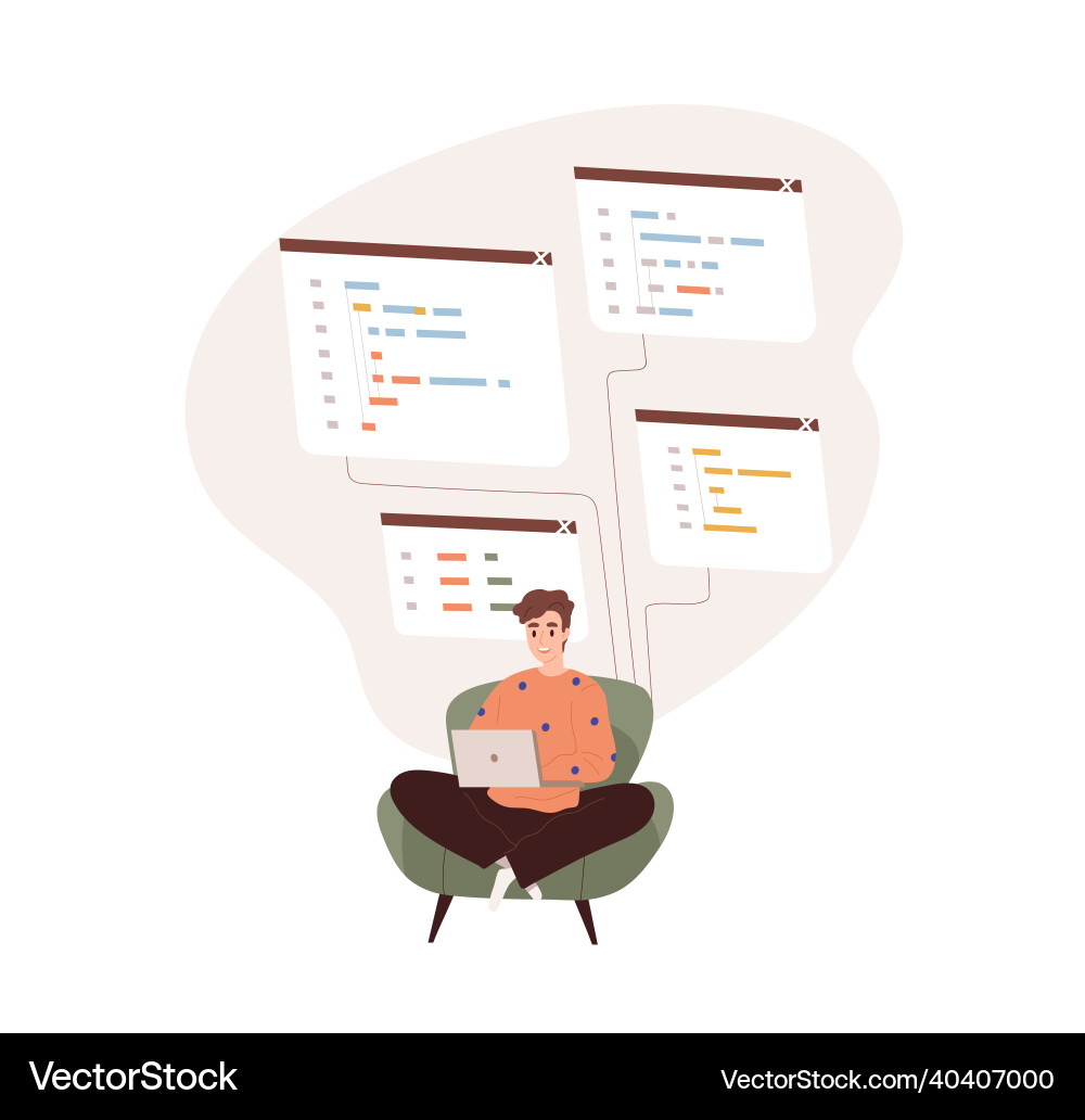 Coder oder Software-Entwickler Programmierung auf Laptop Coder oder Software-Entwickler Programmierung auf Laptop vektorbild