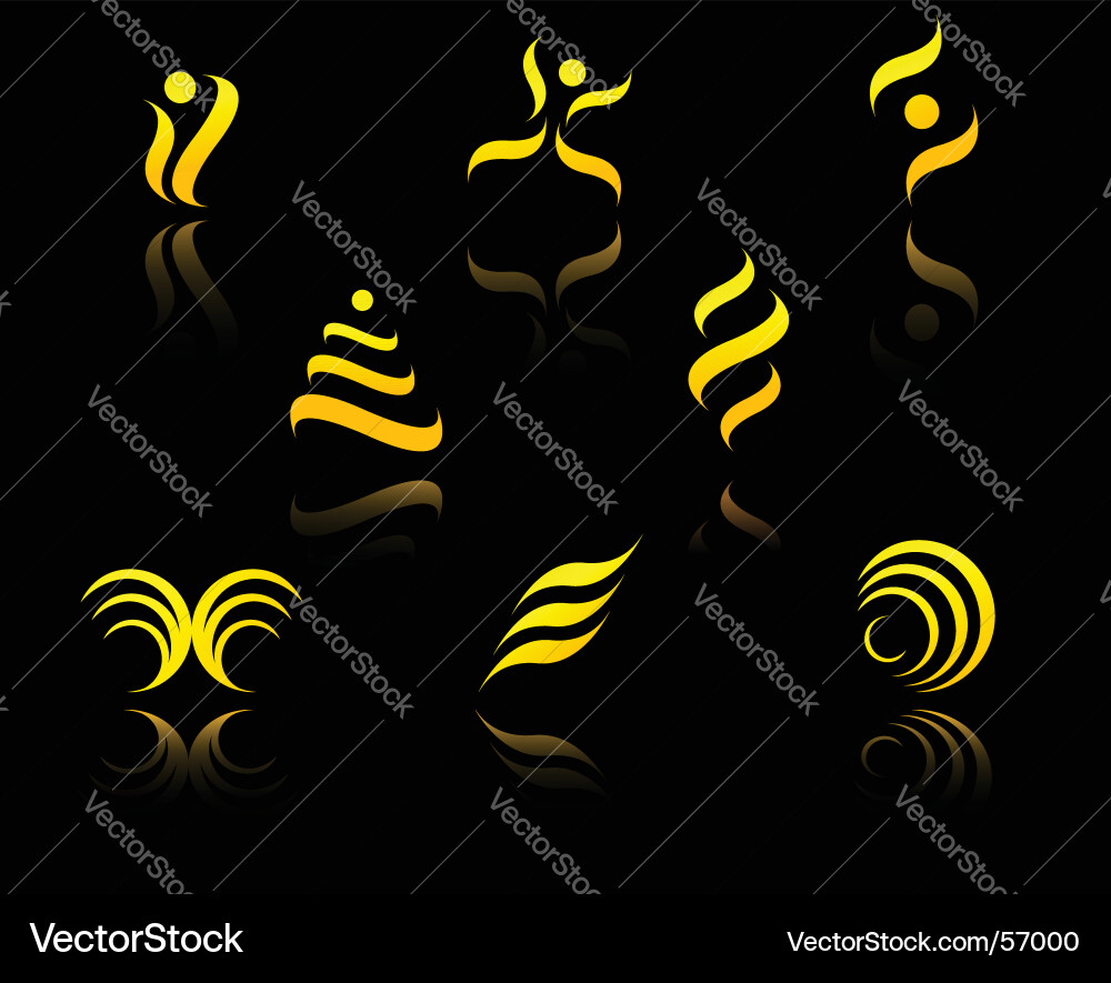 Golden Symbol Set - Reflection Vector Image