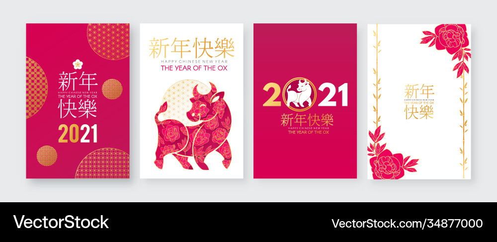 Happy chinese new year flyer set 2021 Happy chinese new year flyer set 2021 vector image