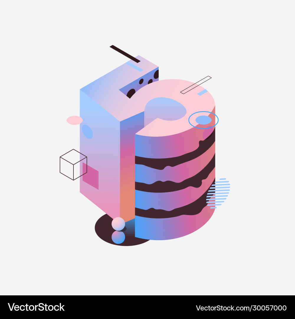 Isometric number 5 in pastel colors decorated vector image