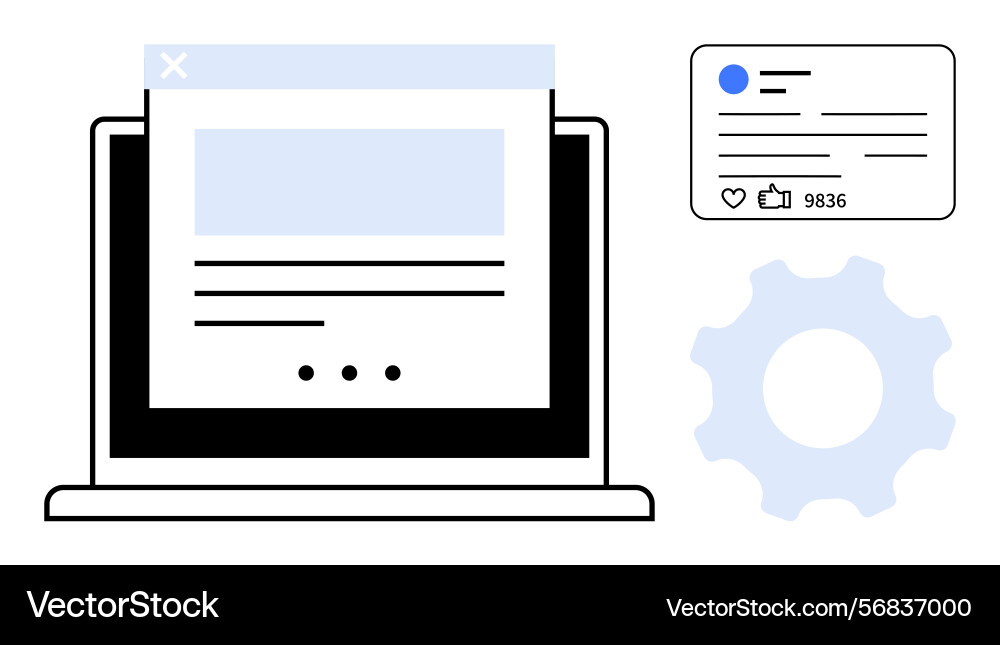 Laptop displaying webpage with profile card Laptop displaying webpage with profile card vector image