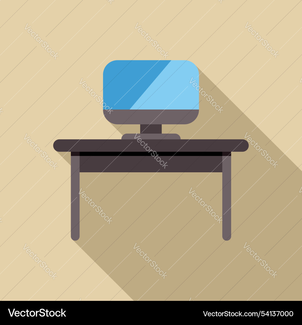Modern office desk with computer displaying Modern office desk with computer displaying vector image