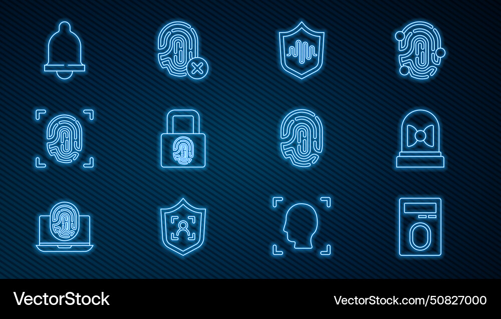 Set line fingerprint with lock motion sensor Set line fingerprint with lock motion sensor vector image
