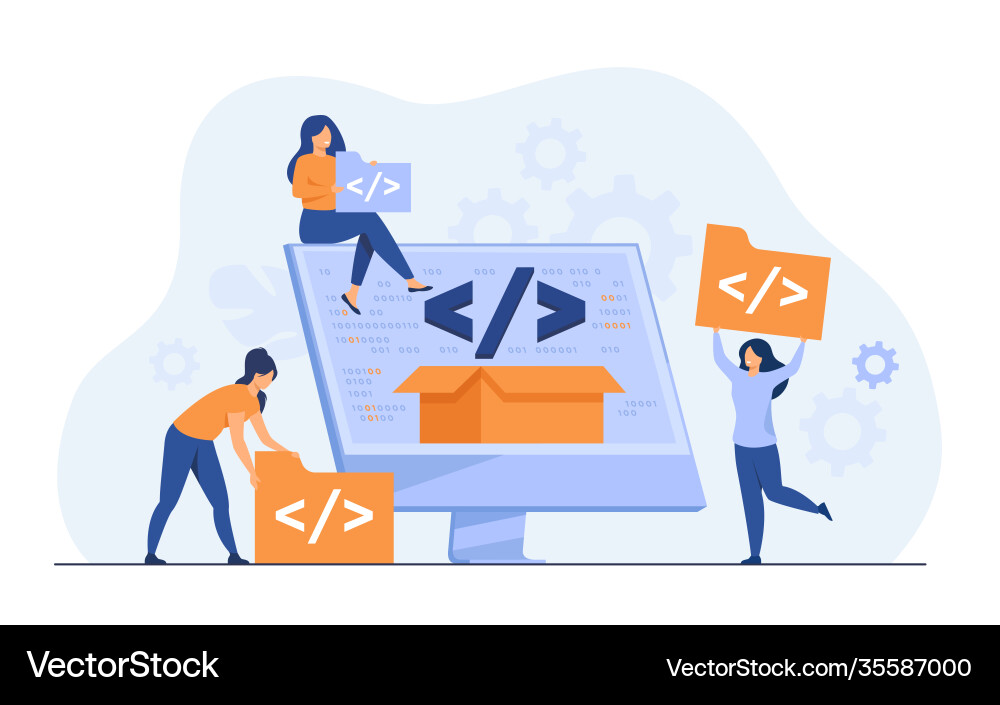 Tiny developers programming website for internet Tiny developers programming website for internet vector image
