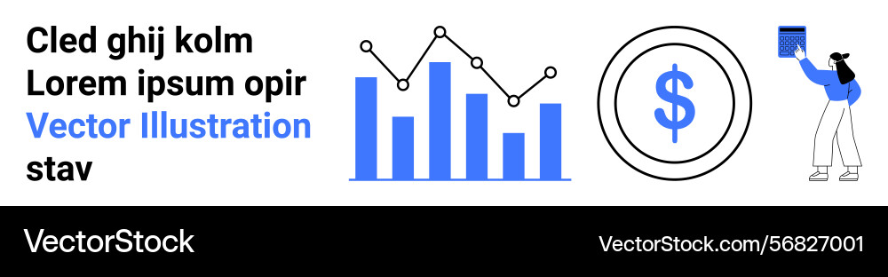 Financial data analysis with bar chart line graph Vector Image
