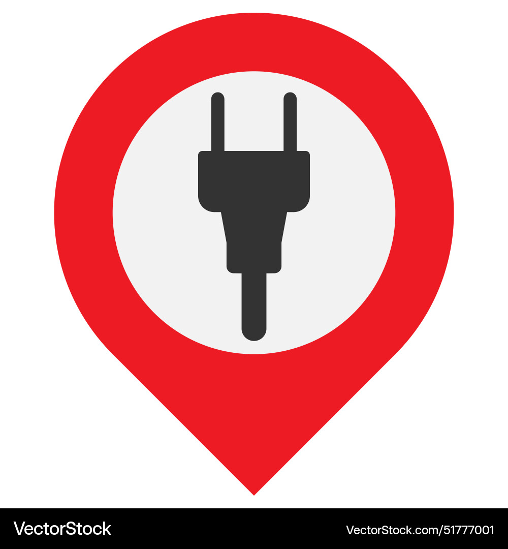 Location pin marker with plug symbol Royalty Free Vector