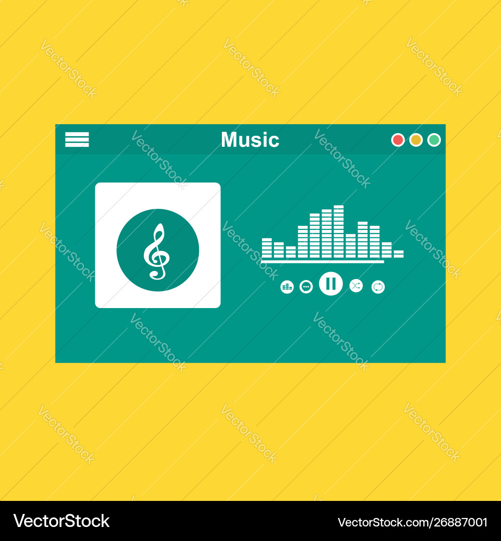 Media player application app template with flat Media player application app template with flat vector image