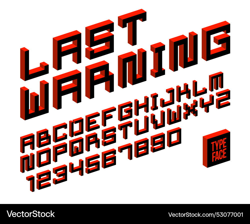 Minimal geometric cyberpunk 3d font dimensional Minimal geometric cyberpunk 3d font dimensional vector image