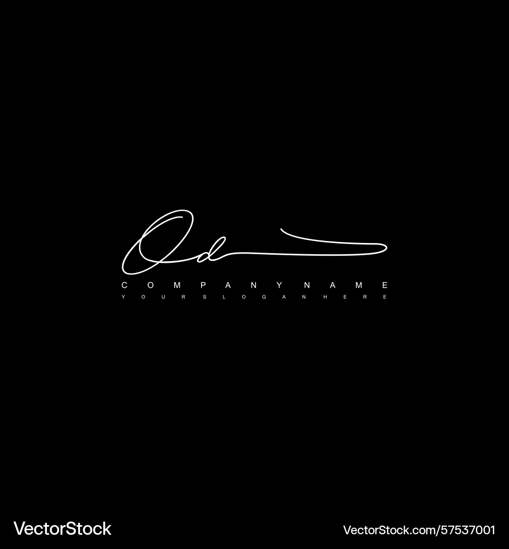 Minimal signature logo design with od initials Minimal signature logo design with od initials Vector Image