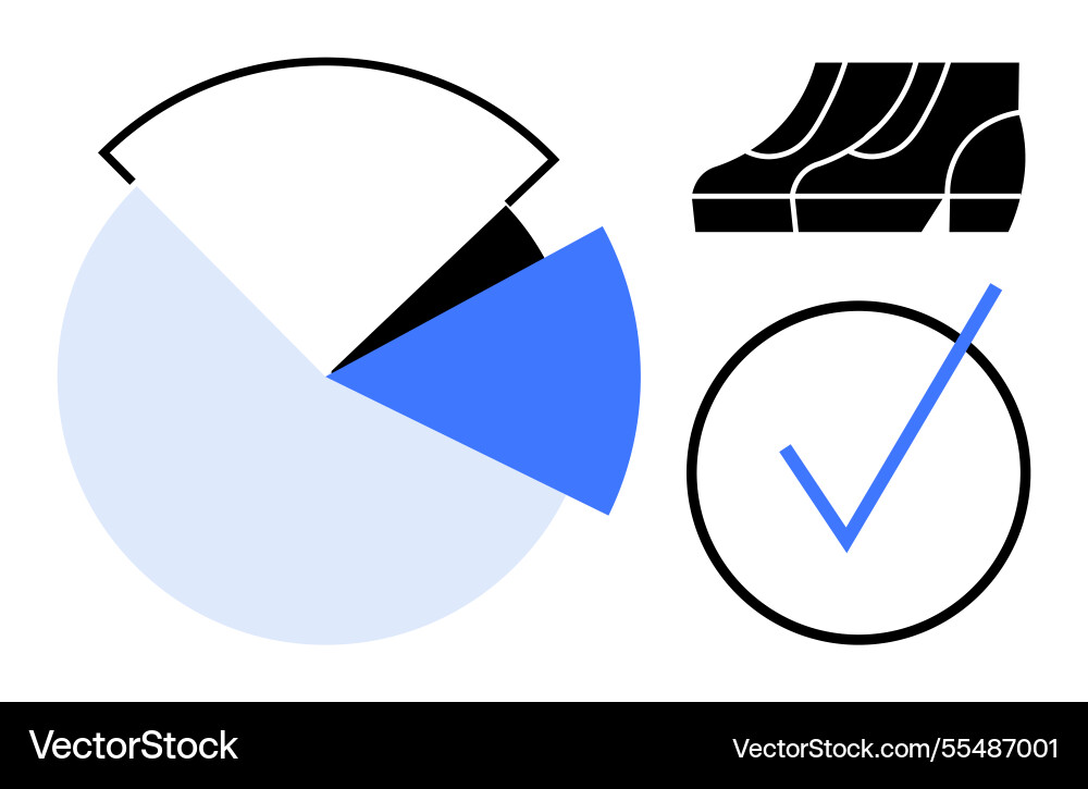 Pie chart and bar graph analysis with a checkmark Pie chart and bar graph analysis with a checkmark vector image