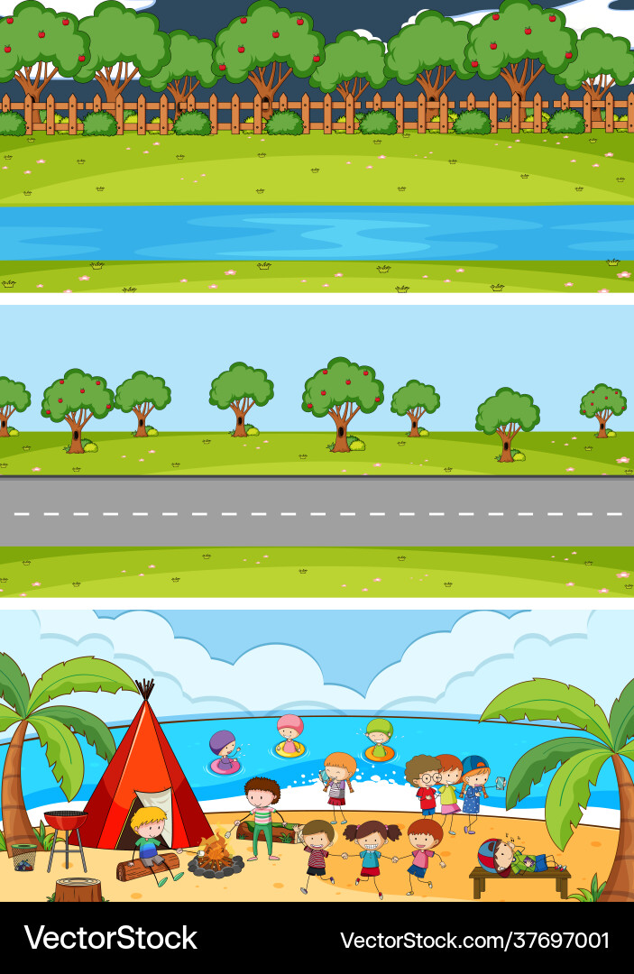 Set different horizontal scenes background vector image