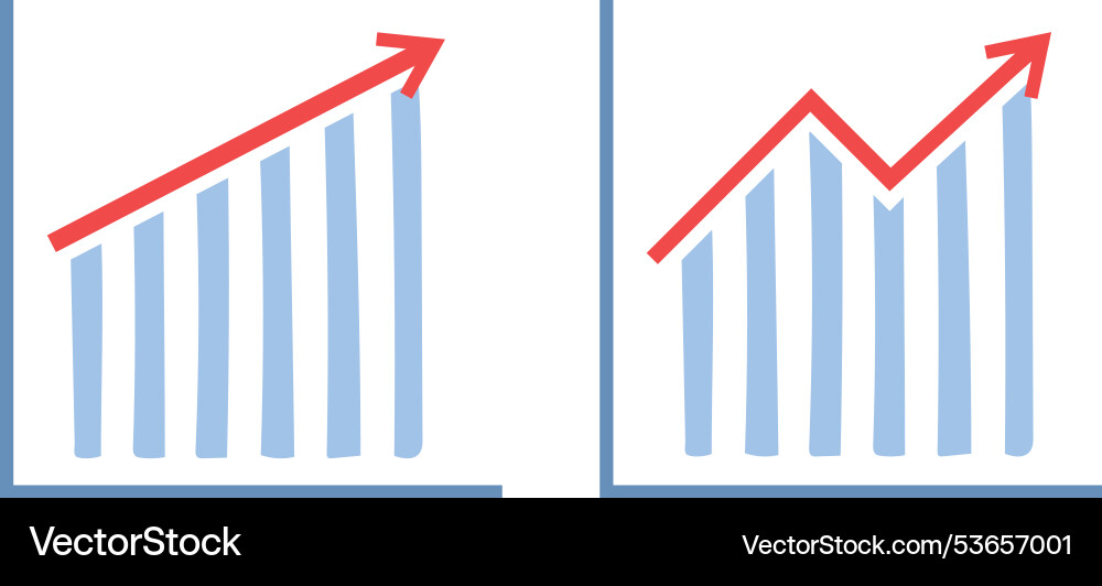 Set graphs bar charts graph going up down Set graphs bar charts graph going up down Vector Image