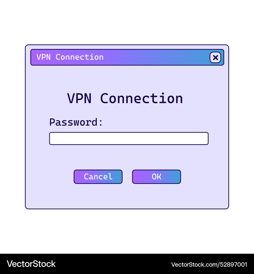 Vpn connection window with gradient registration vector image
