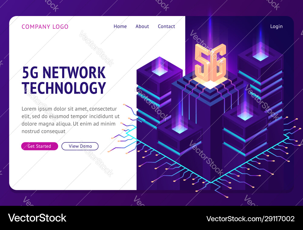 5g network technology isometric landing page 5g network technology isometric landing page vector image