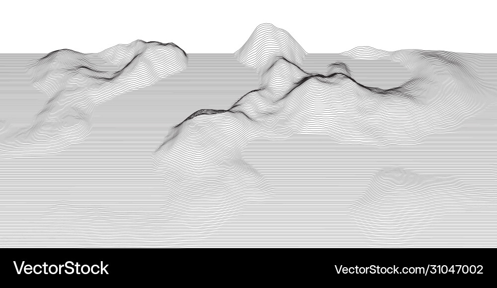 Abstract techno landscape with wireframe design vector image