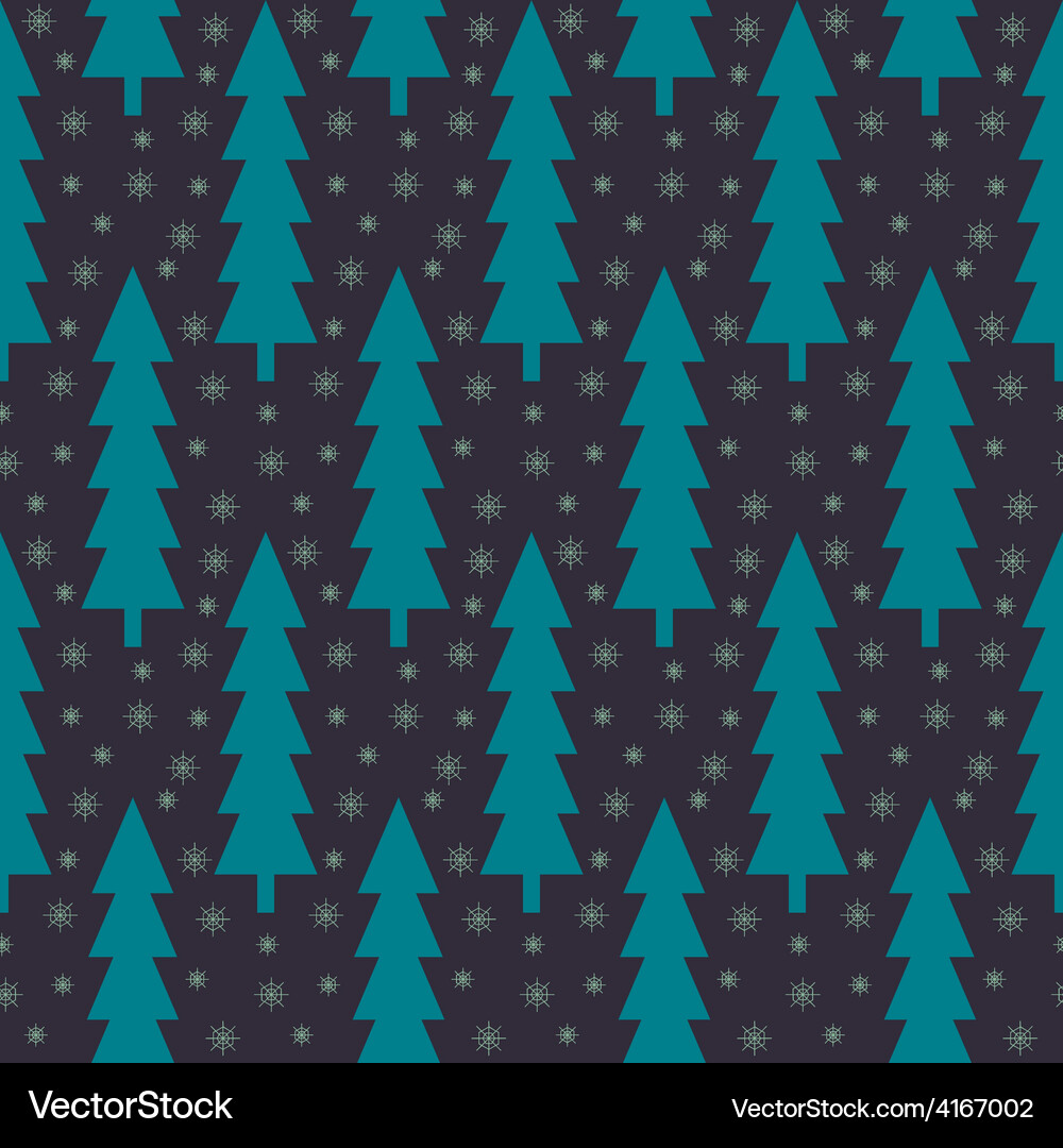 Christmas trees and snowflake seamless pattern Vector Image