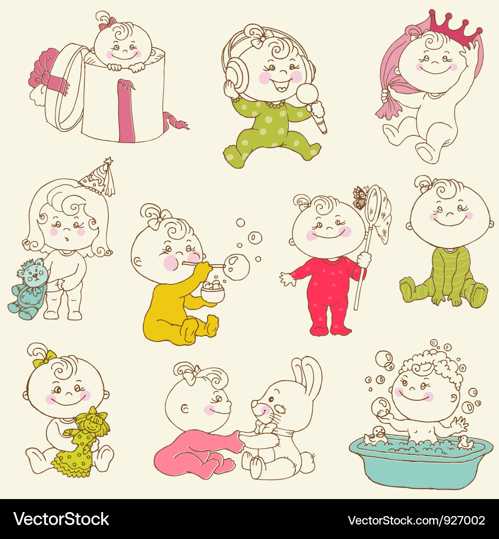 Cute Baby Doodles - Celebration vector image