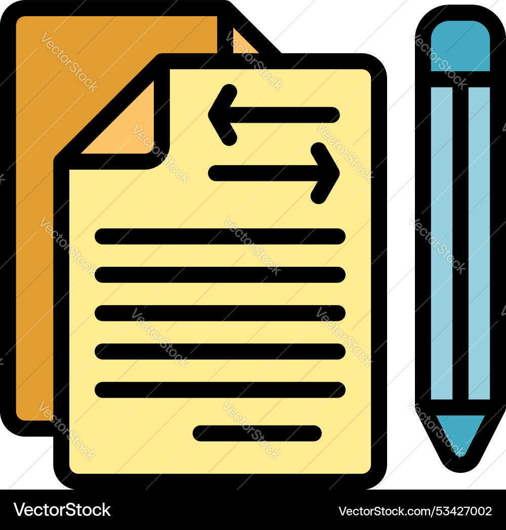 Document editing icon with two way arrows Document editing icon with two way arrows Vector Image